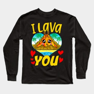 Cute & Funny I Lava You Volcano Valentine's Day Long Sleeve T-Shirt